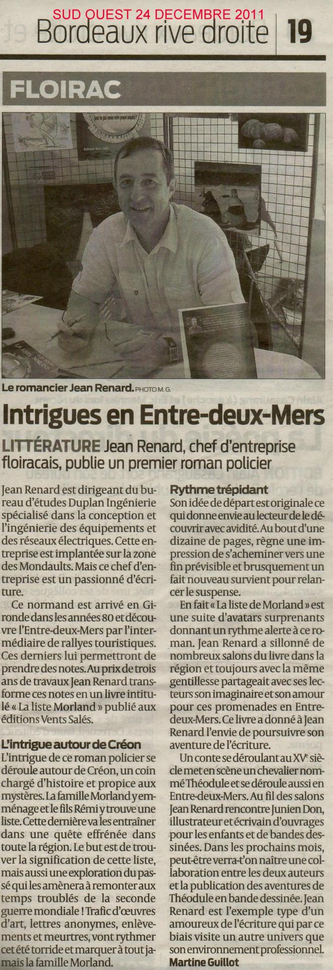 Article sud ouest 24 12 2011